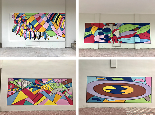 孩子們的畫作打造出一條絢麗的墻繪藝術風景線